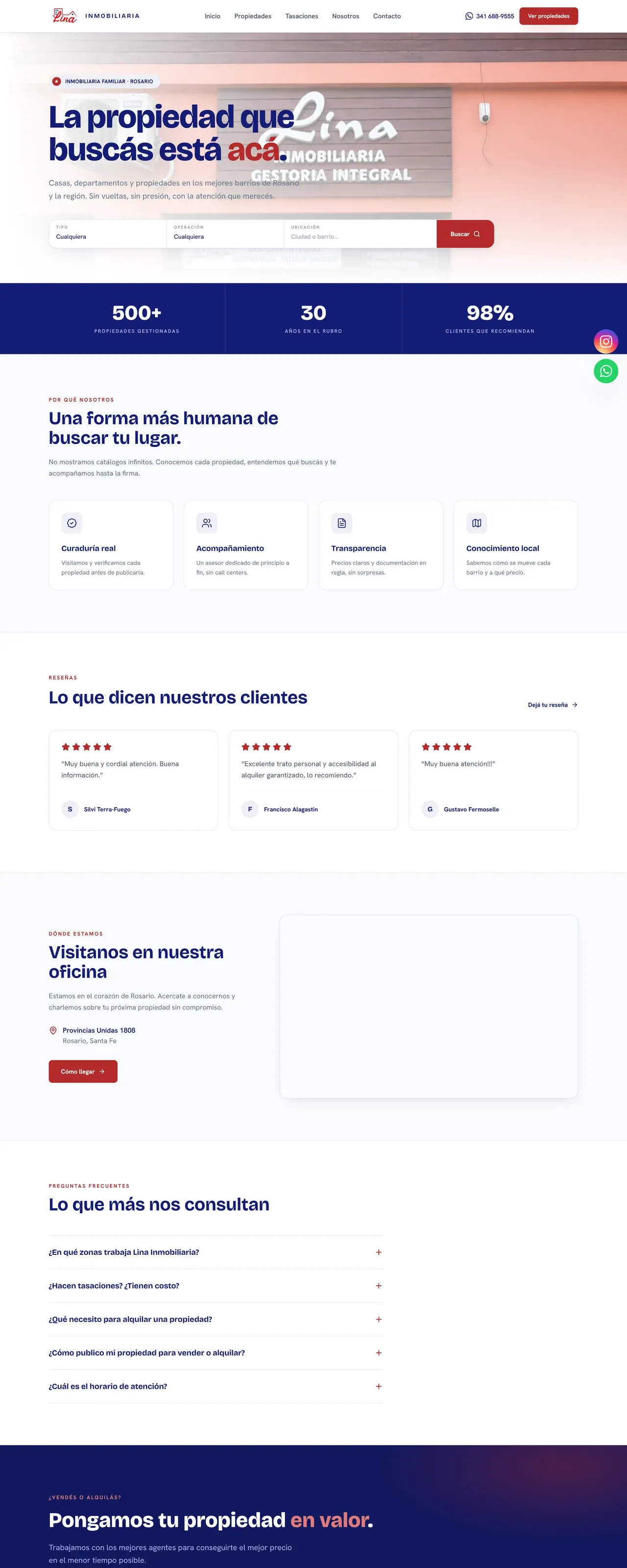Lina Inmobiliaria on desktop