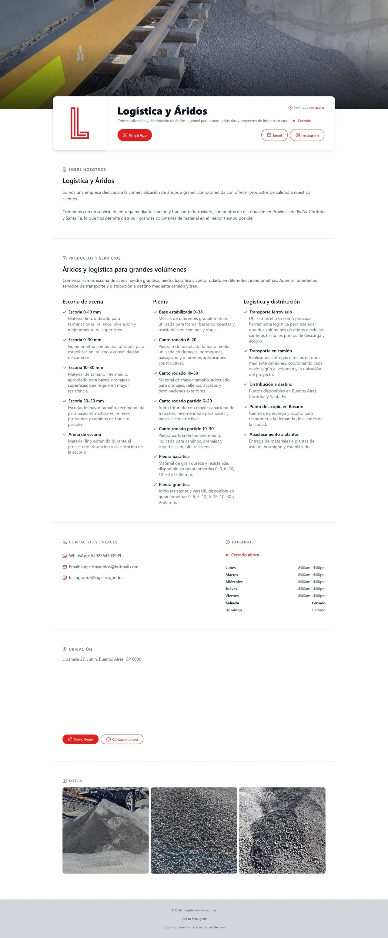 Logística y Áridos on desktop