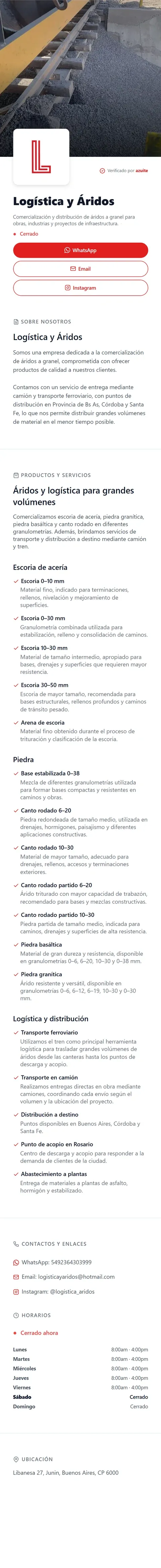 Logística y Áridos on mobile